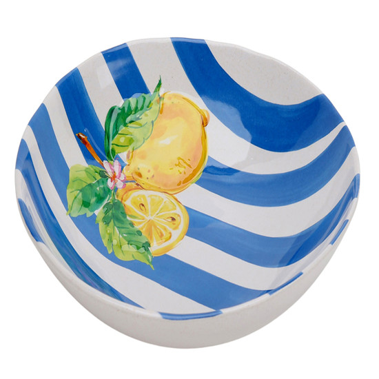 Imagem SALADEIRA LISTRADA AZUL E BRANCO EM MELAMINA 6,5X31X31CM - ENTRECASA