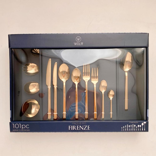 Imagem FAQUEIRO 101 PECAS DE ACO INOX COM CAIXA LITOGRAFADA FIRENZE - WOLFF