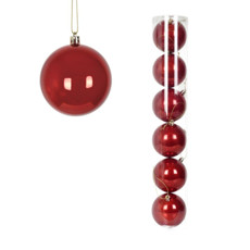 Imagem de BOLA NATALINA PEROLADA JOGO COM 6 UNIDADES TUBO / 8 CM VERMELHO - Grillo Ltda